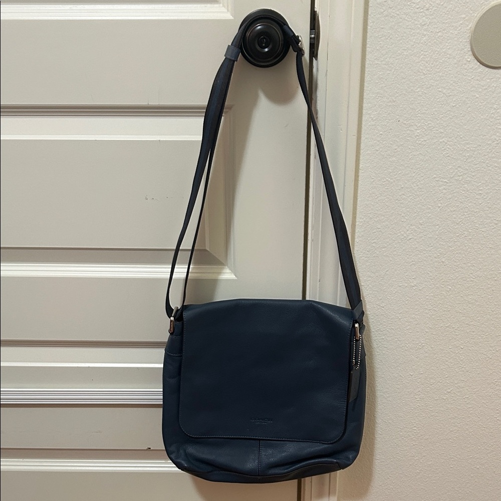 Coach Navy Leather Messenger Bag